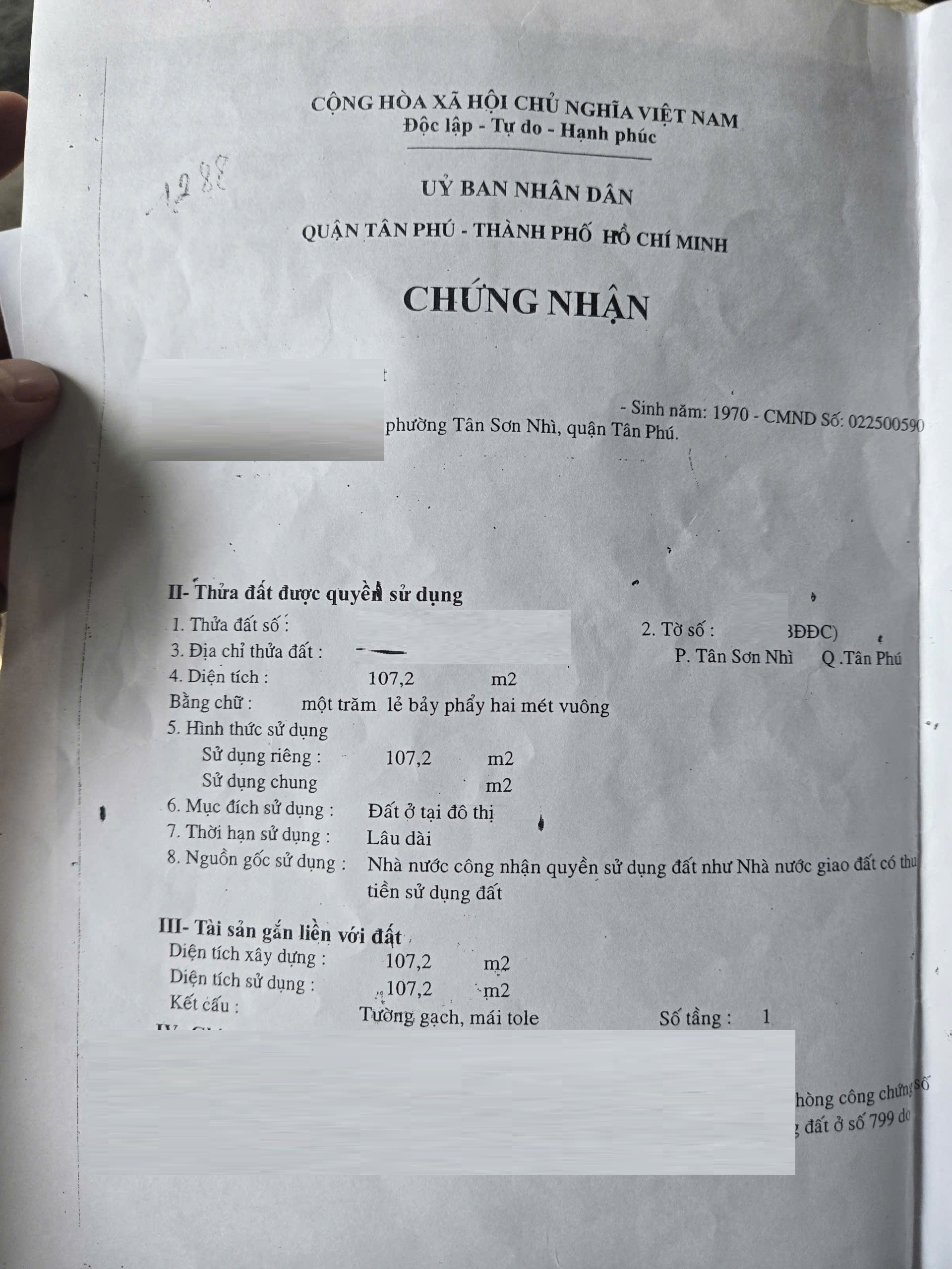 Nhà hẻm Tân Sơn Nhì. DT: 5mX21.5m, đúc lửng. Giá 15.2tỷ